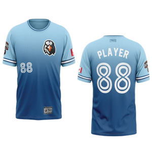Blue sports jersey with number 88 on a white background