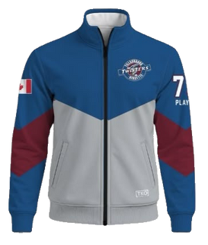 Tillsonburg Twisters Elite Track Jacket | Grey/Blue Chevron