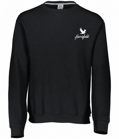 Harrisfield Falcons Adult Russell Dri-Power Fleece Crew Sweatshirt | Black | Small Logo