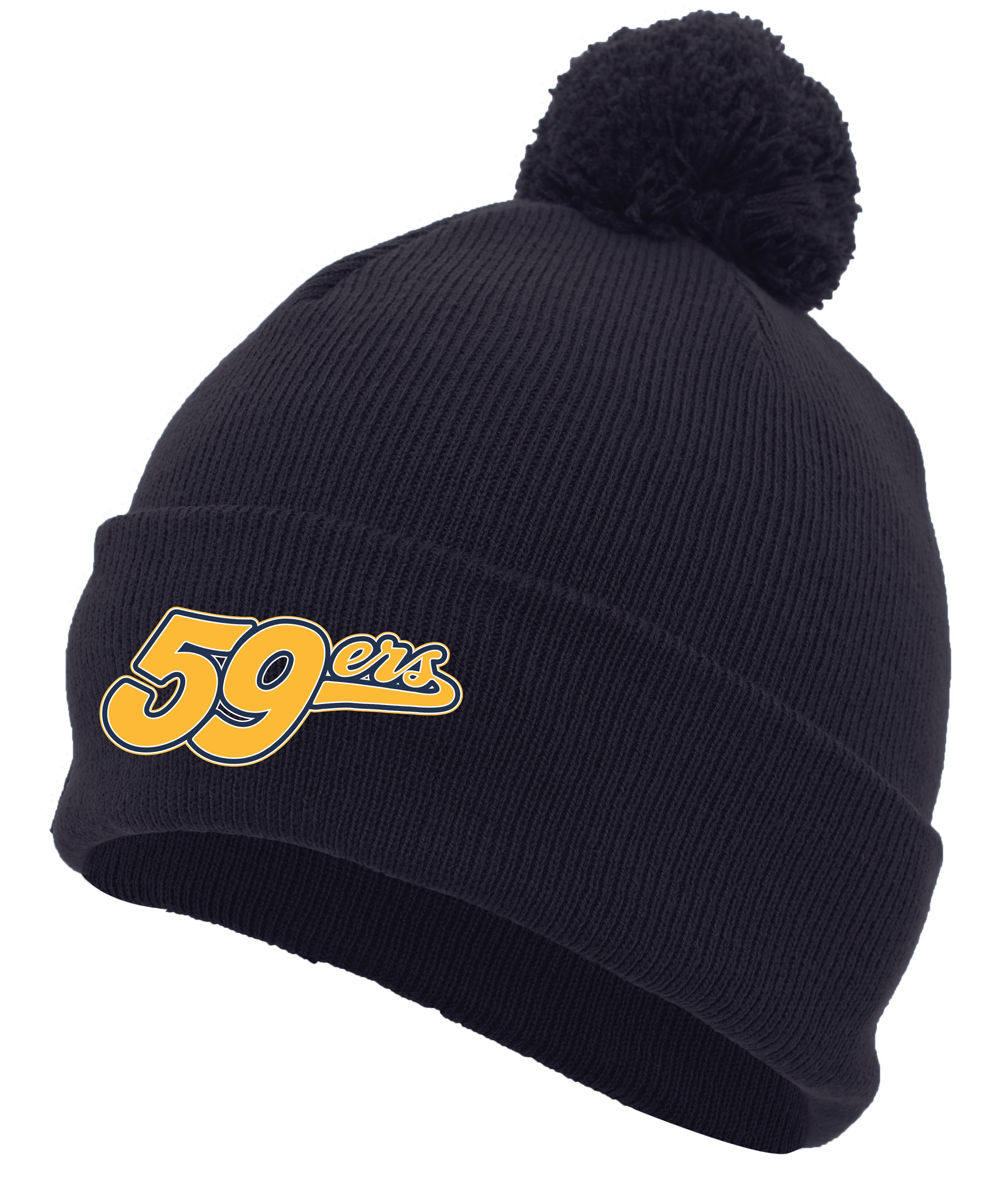Knit Fold Over Pom-Pom Beanie