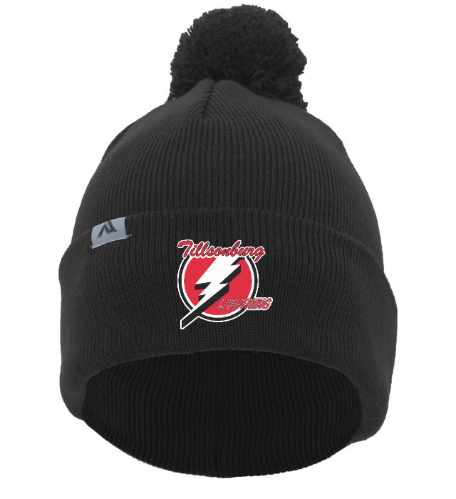 Knit Fold Over Pom-Pom Toque