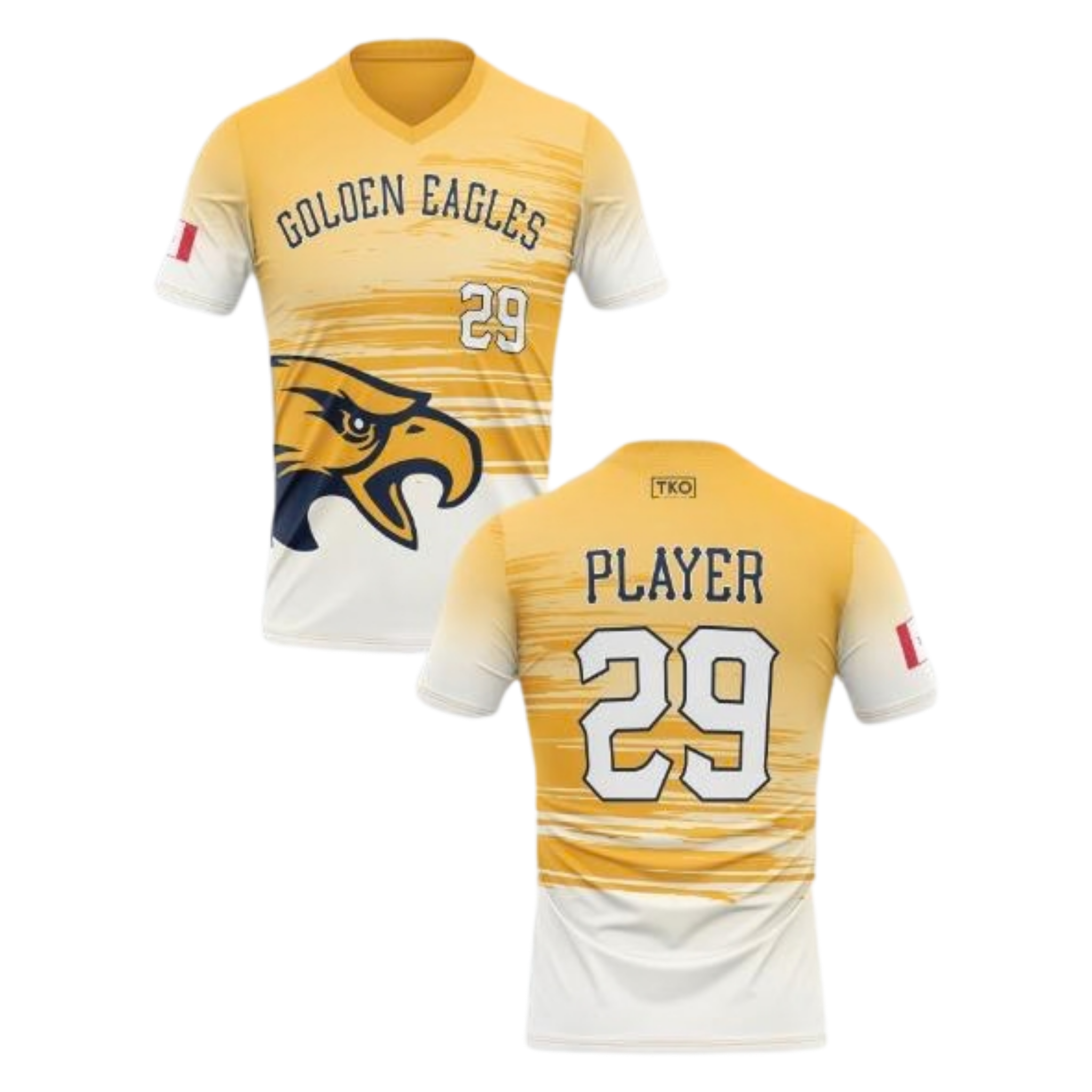 Yellow and white sports jersey with 'Golden Eagles' and number '29'.