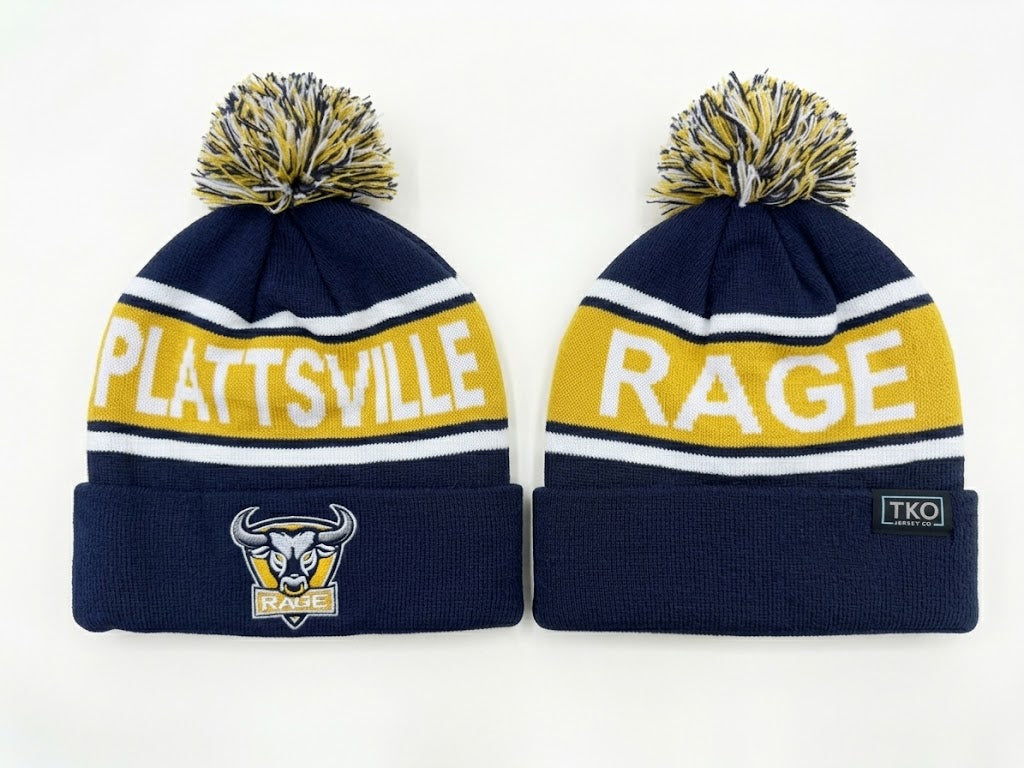 Plattsville Rage Elite Beanie | Pom Stripe
