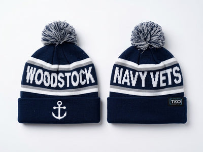 Woodstock Jr Navy Vets Elite Beanie | Pom Stripe