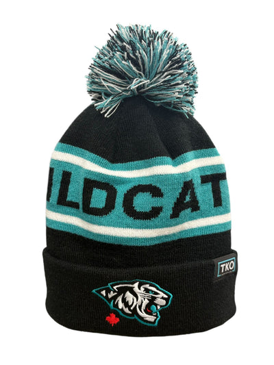 Wildcats Toque | Pom Black & Teal