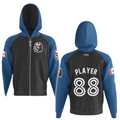 Elite Full Zip Hoodie | Black with Blue Sleeves