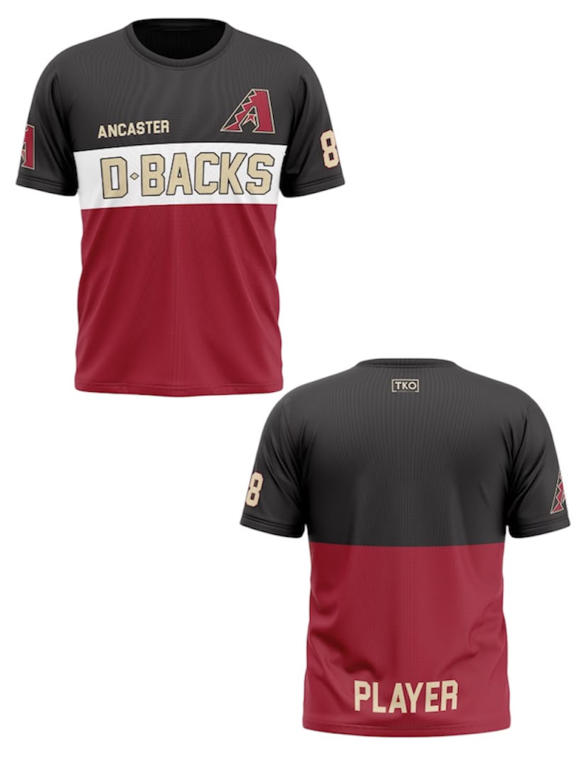 Ancaster D-Backs Elite T-Shirt | Black/Red Stripe