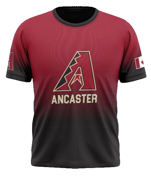 Ancaster D-Backs Elite T-Shirt | Black/Red Fade