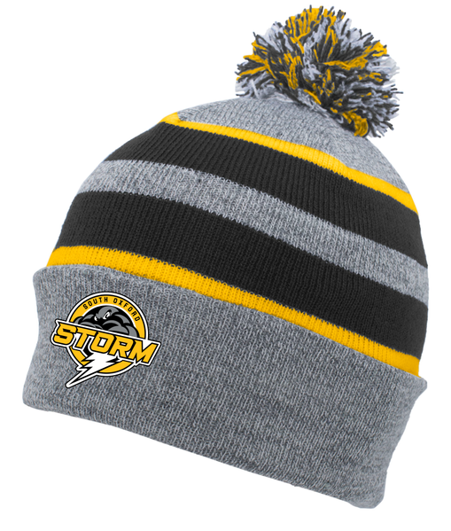 Knit Fold Over Pom-Pom Toque