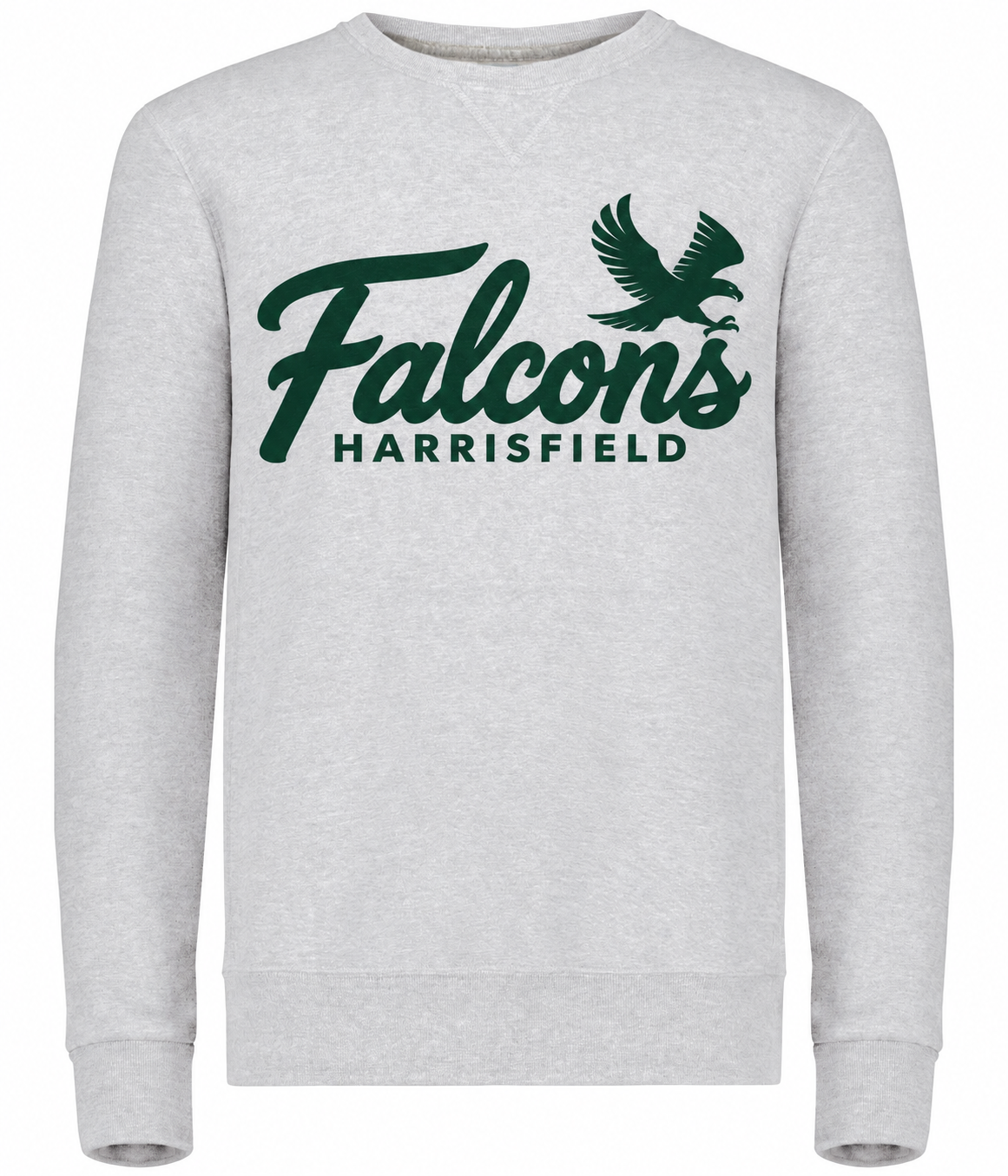 Harrisfield Falcons Adult Russell Dri-Power Fleece Crew Sweatshirt | Ash | Large Logo