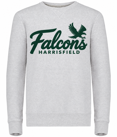 Harrisfield Falcons Adult Russell Dri-Power Fleece Crew Sweatshirt | Ash | Large Logo