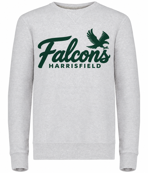 Harrisfield Falcons Adult Russell Dri-Power Fleece Crew Sweatshirt | Ash | Large Logo